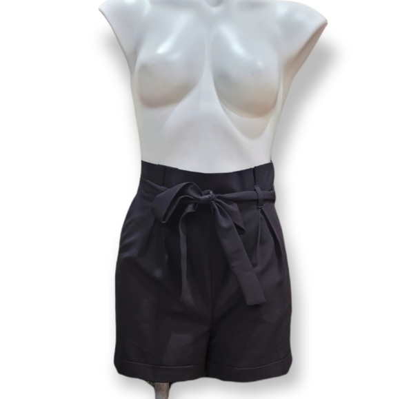 ASOS Women Black Tie High Waist Casual Shorts with Pockets Size 2- NWT. - Picture 4 of 12